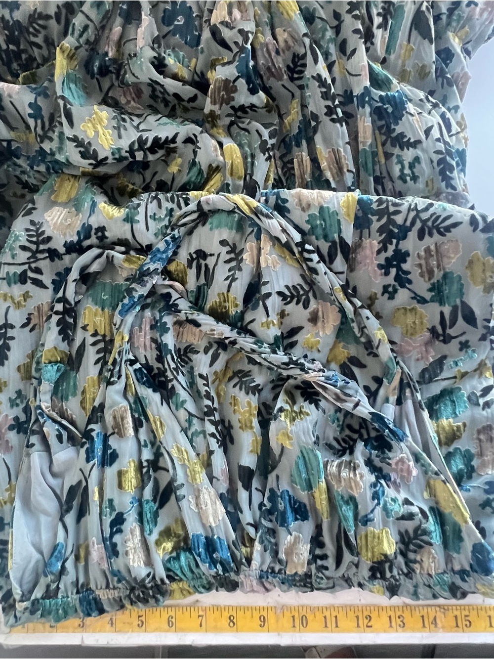 Anthropologie Burnout Velvet Midi Dress Floral Tiered Cross-Back Blue Small NWT - Picture 13 of 14